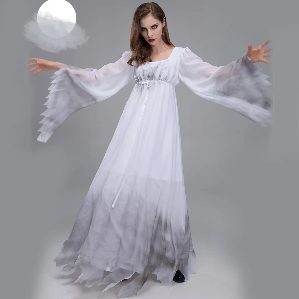 

Women Vampire Zombie Dress Halloween Ghost bride cosplay Spiritual Love White Dress for women