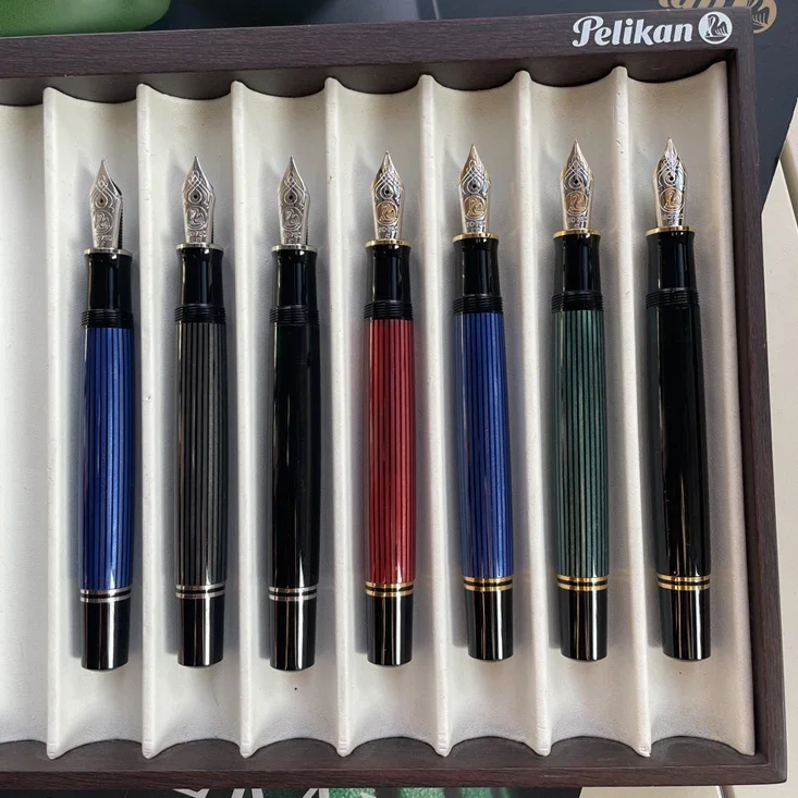 German Original Pelikan M800/M805 18K Gold Nib Piston Fountain Pen Black Green Strip Blue Strip Emperor Series Business Gift