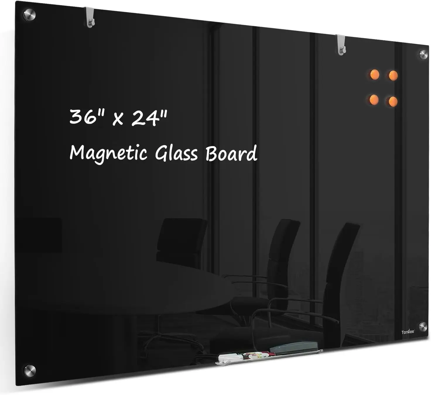 

Large Frameless Tempered Glass Whiteboard with Magnetic Surface, 36x24 Inches for Office Home School