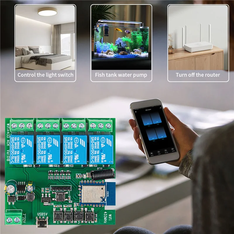 Ingenious-2X 4CH Tuya Wifi Smart Switch DIY Timer 7-32V USB 5V 2.4G Smartlife Home Automation Module For IFTT Alexa Google Home