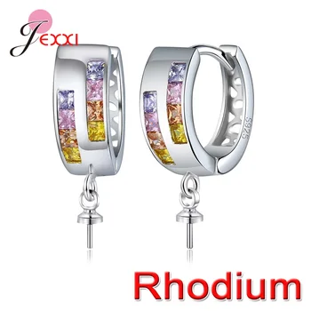 CZ cyrkon 925 srebro kolczyki DIY ustalenia cyrkonia zatrzaski haki okucia Making akcesoria Hook biżuteria 1 para