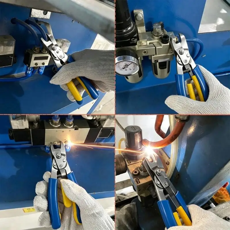 Air Line Fitting Removal Pliers for 1/4”, 5/16” 6-8mm, Spring-Return Action, and Ergonomic Grips for Maintenance Tasks M4YD