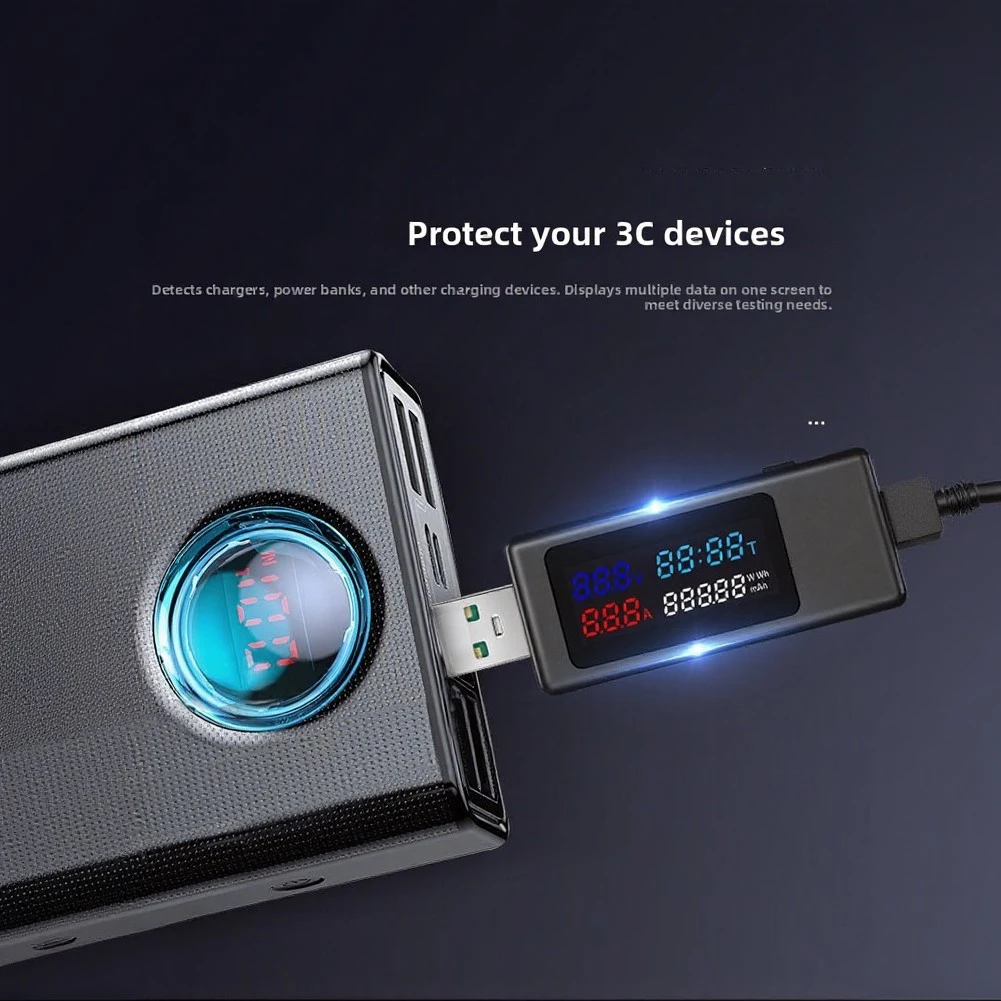 Color Display USB Power Meter for Evaluating Voltage Current and Wattage on USB Chargers Power Banks and Mobile Devices
