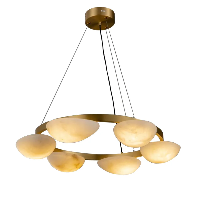 Modern Contemporary Alabaster Chandelier Lustre Real Marble LED Dimmable Lamp Suspension Luminaire Lampen For Dinning Room