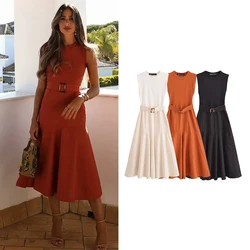 TRAF Dresses Summer Women's 2024 New Chic Slim Elegant Holiday Dress Street Women's Fashion Dress