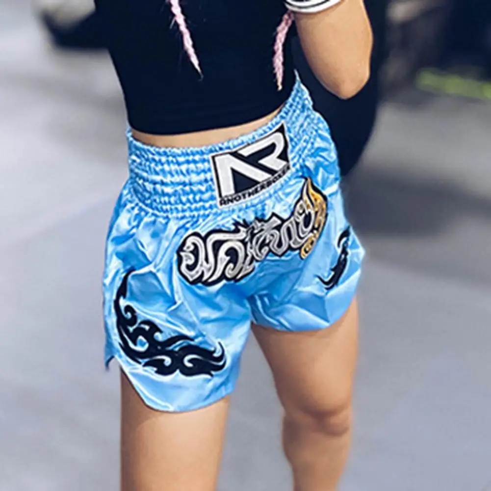 Sports Boxing Shorts Women Men High Elasticity Breathable Muay Thai Cord Design Trunks Kickboxing Shorts