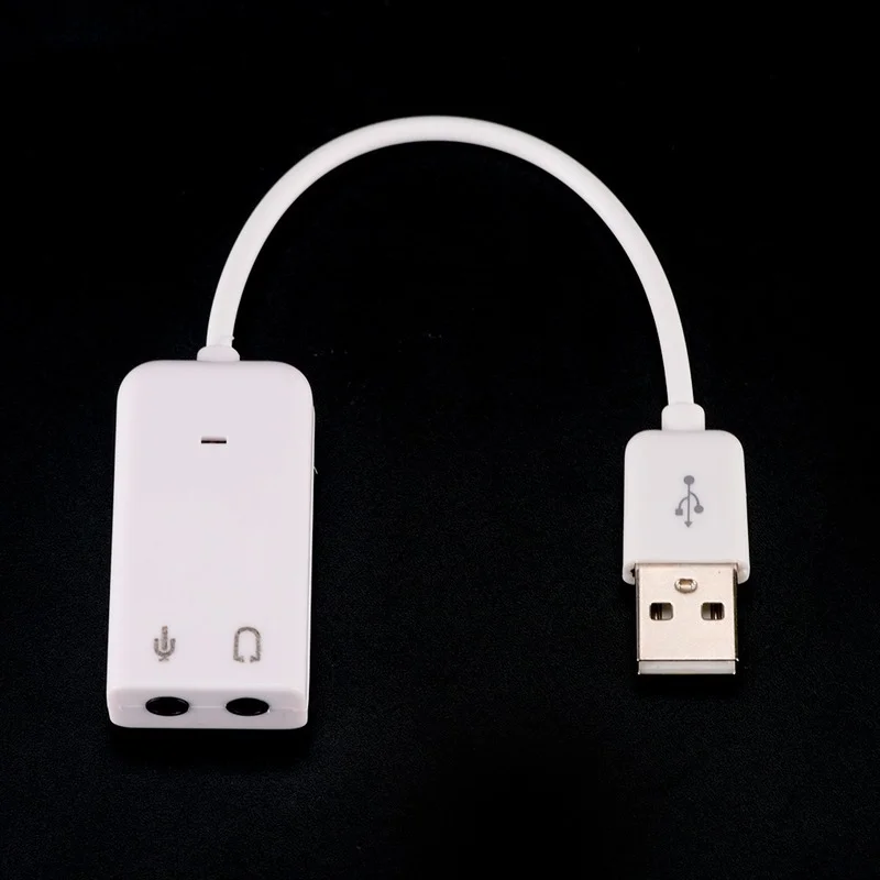 PC Mac With Cable 3D USB 2.0 Virtual 7.1 Channel External  Audio Sound Card Adapter Cards White CN(Origin)