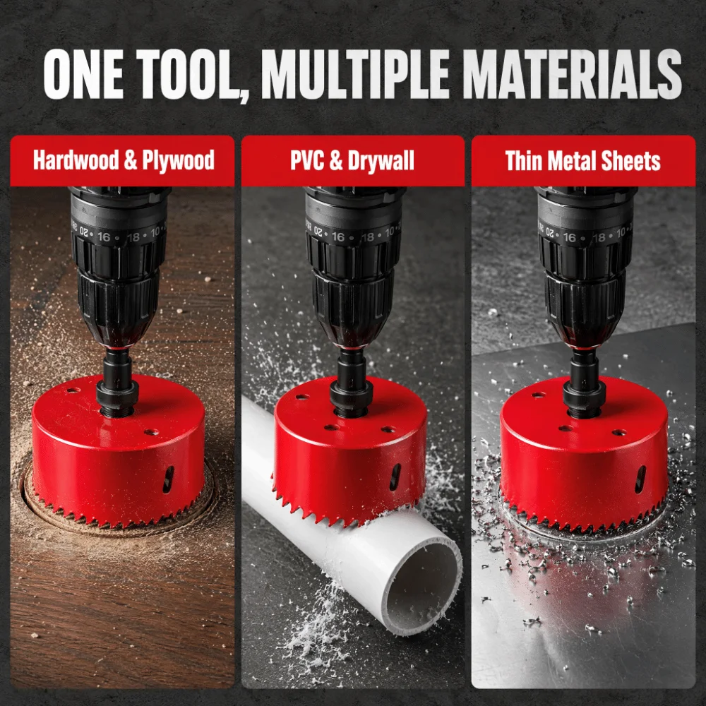 M42 High Speed Steel Hole Saw Cutter 7-7/8 Inch Bi-Metal Construction Drill Bit Set 200mm Diameter With Pilot Drill Bit