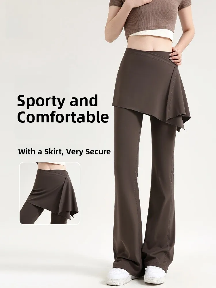 

New Sle Yoga Pants Women's Faionable Versatile Outerwear Fake Two-Piece Boting Pants Hip Conceal Slimming Spring Autumn