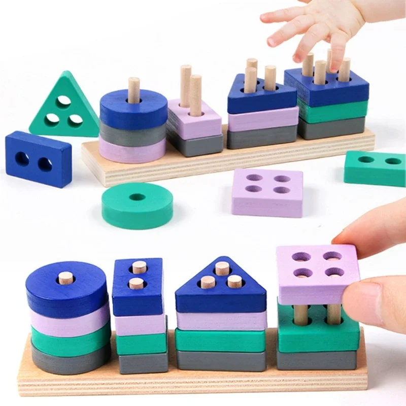 Juguete de taponamiento Montessori y juguete de clasificación de colores, bloque de apilamiento desmontado, regalos educativos interactivos para bebés pequeños