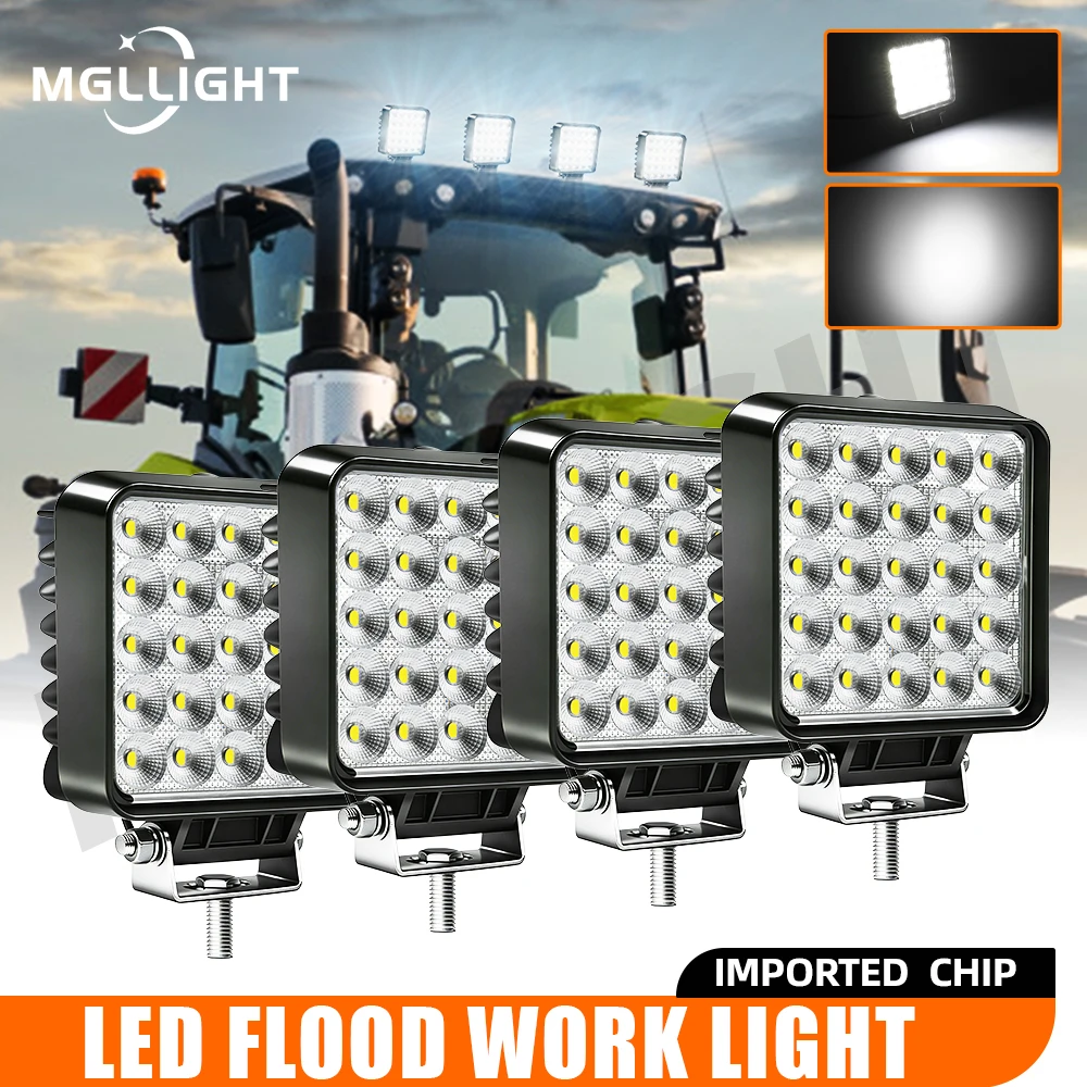HL 4PCS 4 Inch LED Work Light Wide Flood Beam off-road use Driving Light 6000K White LED Work Lamp for Truck Tractor Forklift