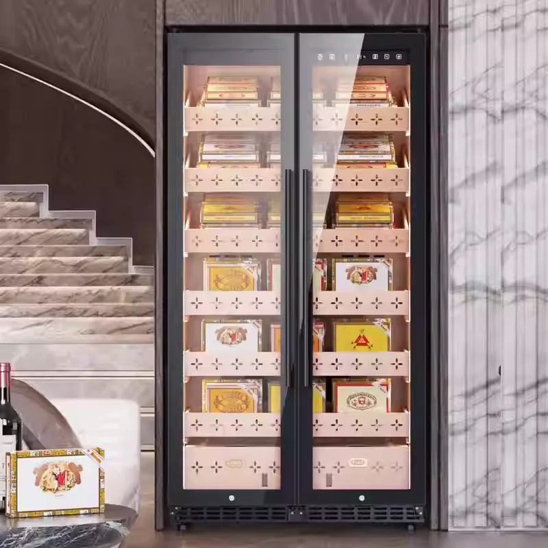 Cold Rolled Steel Spray Coating 228L Large Capacity Cigar Cabinet with Peru Cedar Wood Shelves for Tobacco Storage Pro