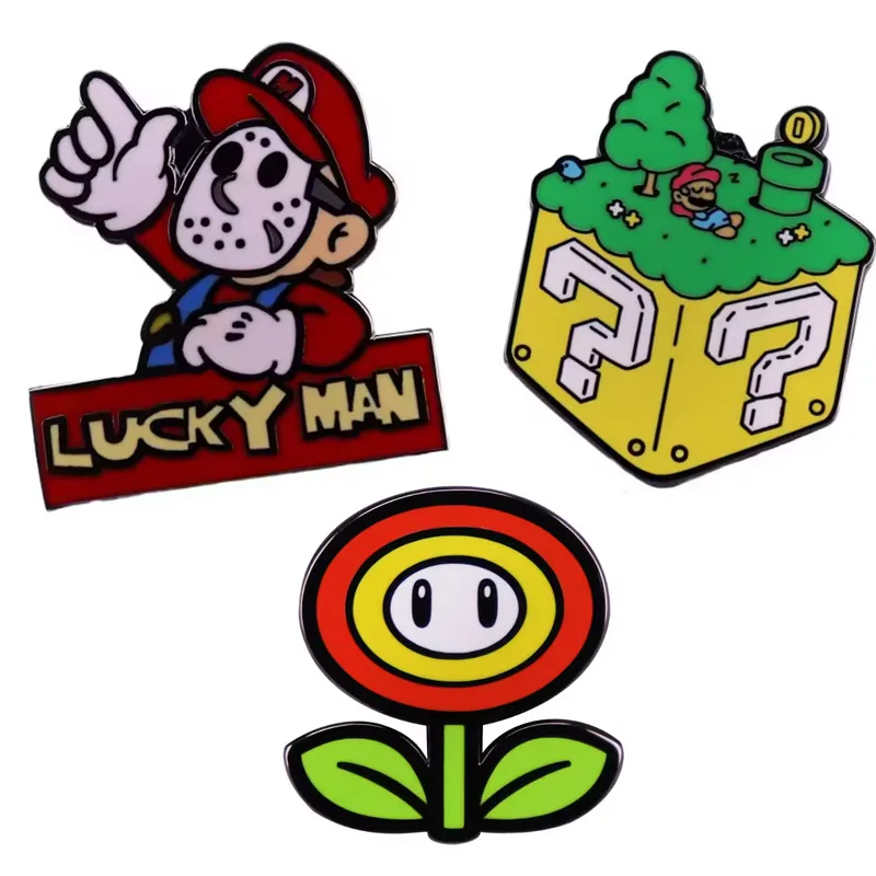 90s childhood Games Enamel Pin Sunflower  Brooch Mushroom House Lapel Badges Pins Backpacks Fashion Jewelry Accessories