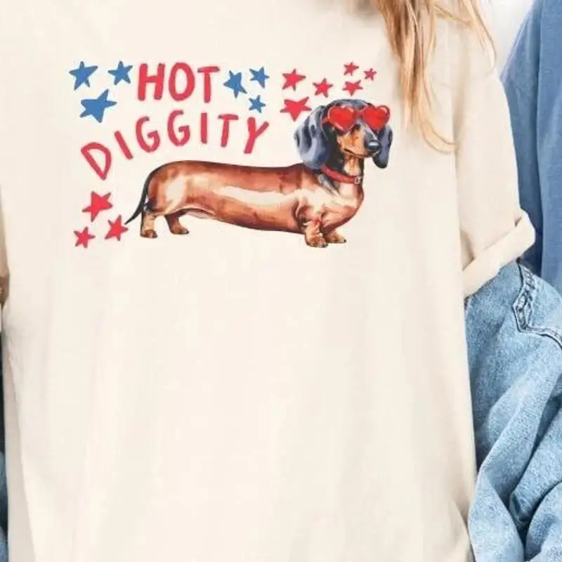 Dachshund 4Th Of July T Shirt Äì Hot Diggity Weiner Dog Lover