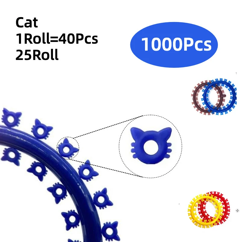 1000Pcs Dentistry Ligation Ring Orthodontic Jewelry for Braces Cartoon Ligature Ties O-Ring Flower Mouse Cat Elastic Bands Tools