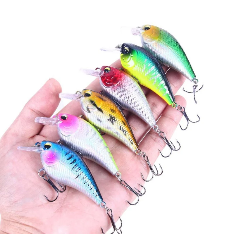 

6PCS Luyavib 7CM Rock 'n' Roll Little Fatty Hard Bait Floating Noisy Freshwater Fishing Lure for Angling