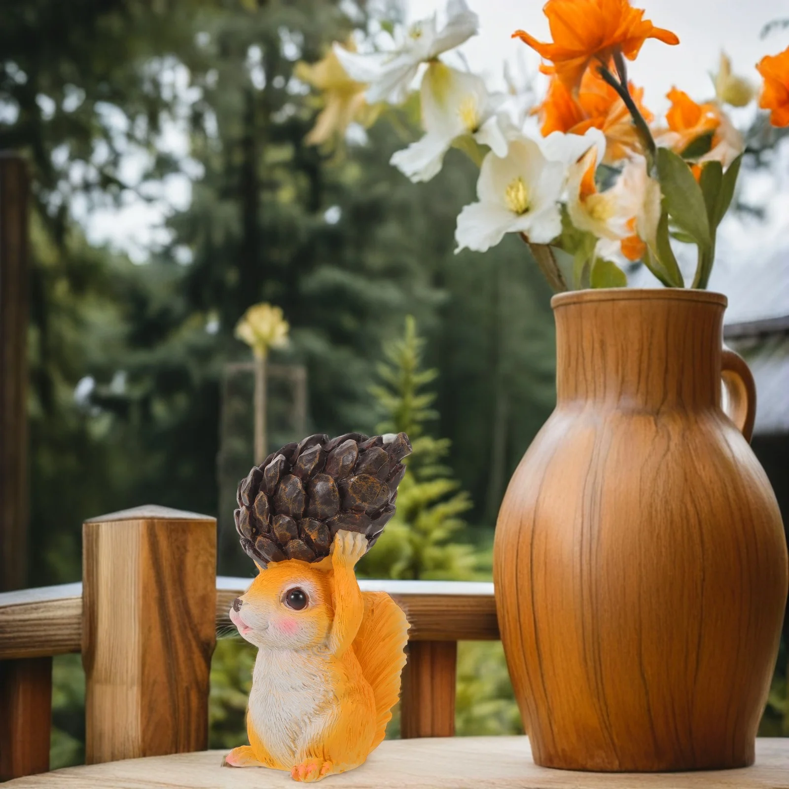

Resin Squirrel Garden Ornament Cute Miniature Resin Statue for Outdoor Yard Patio Lawn Decorative Animal Sculpture