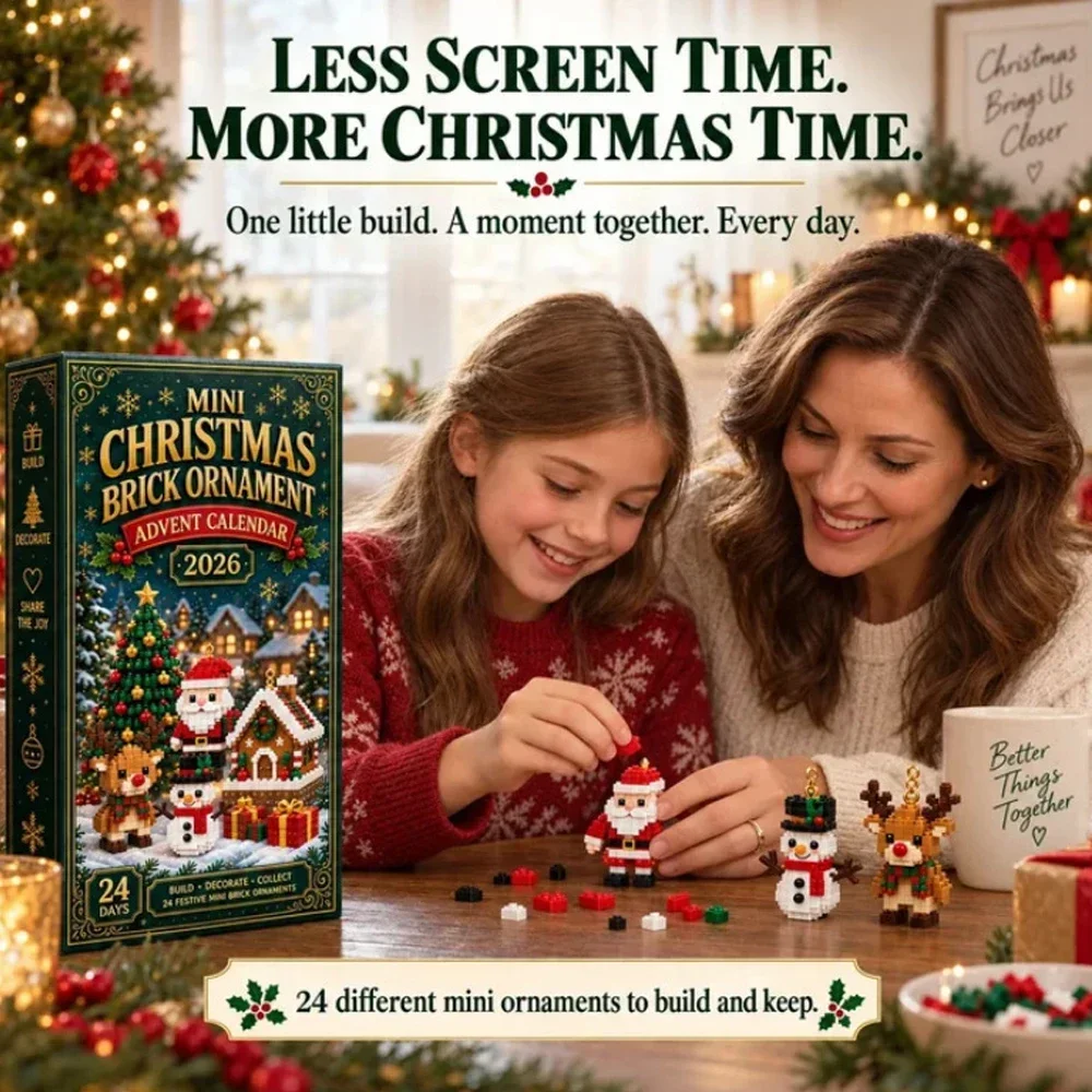 2026 Christmas Advent Calendar, 24-Day Countdown with 24 Mini Acrylic Ornaments, Christmas Tree Hanging Decorations Gift Box
