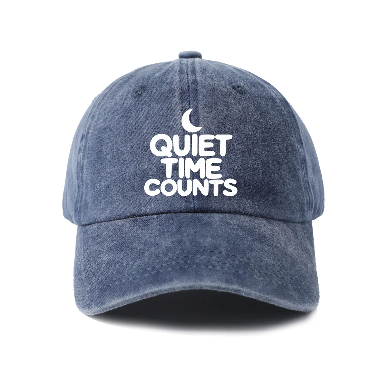 Quiet Time Counts Graphic Vintage Washed Baseball Cap, Adjustable Unisex Dad Hat, Casual Gift