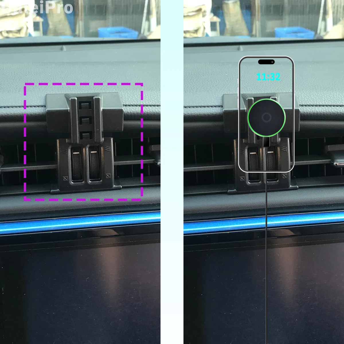 Designed for Toyota Corolla MK11 2017 2018 Phone Holder Car Magnetic Mount Smart Sensing Wireless Charging One-Touch Release Qi