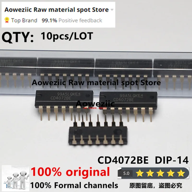 Aoweziic  2022+ 100% New Imported Original CD4030BE CD4047BE CD4049UBE CD4053BE CD4072BE CD40106BE DIP-14  Logic chip IC