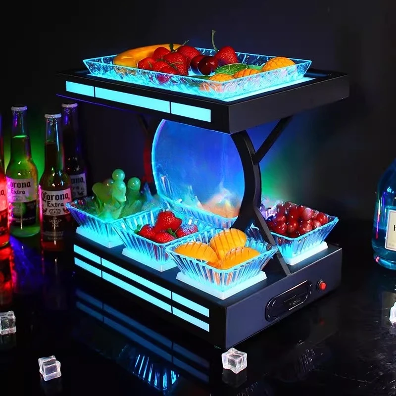 Bar KTV Luminous Fruit Platter LED Creative Two-layer Fruit Platter Night Clearing Bar Snack Dish Fruit Platter