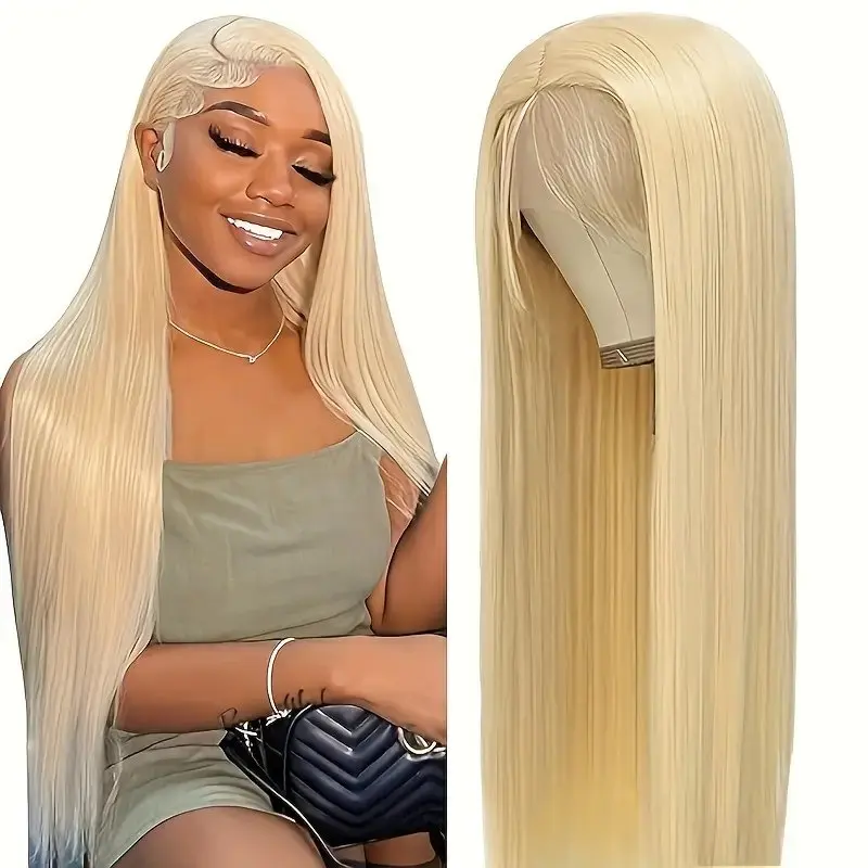 613 Blonde 13x4 HD Lace Wig 18 Inch Straight Transparent Pre-plucked Brazilian For Women 180 Density