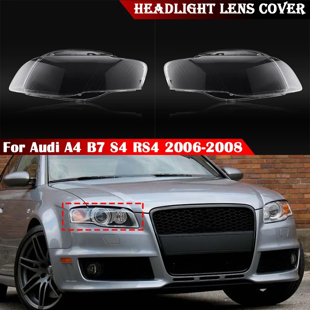 

Left Right Car Headlight Cover Head Light Lamp Transparent Lampshade Shell Lens Glass For Audi A4 B7 S4 RS4 2006 2007 2008