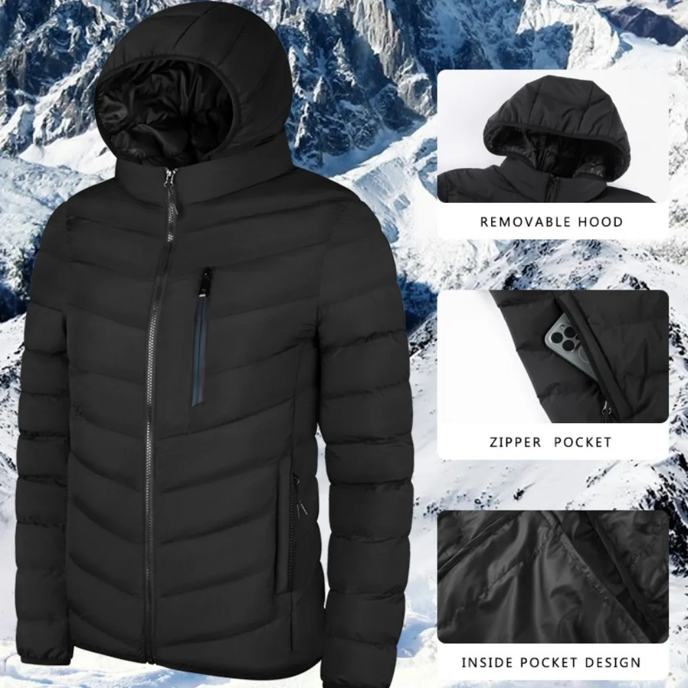 Casaco de algodão com capuz de luxo masculino outono inverno parkas quente fino algodão-acolchoado jaqueta leve fino à prova de vento outerwear roupas tendências