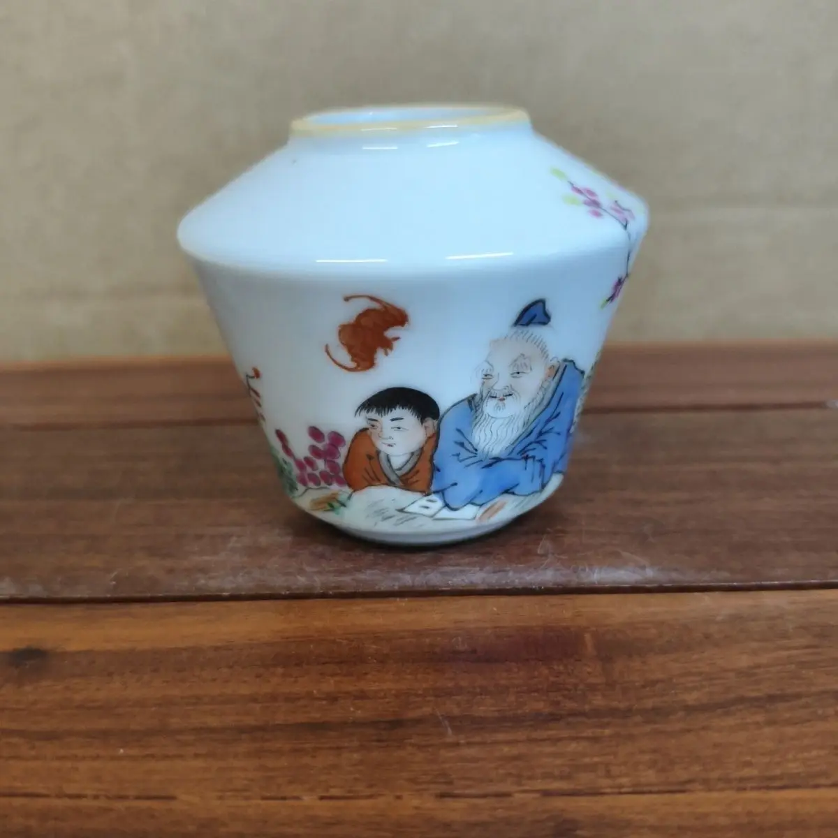 Antique Style Hand Painted Character Story Motif Decorative Water Bowl Chinese Study Wenfang Water Container