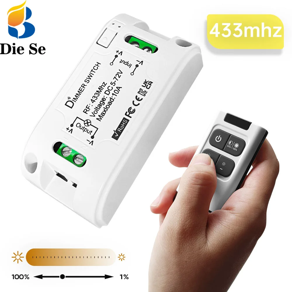 

Diese Wireless Dimmer Switch DC 6V 12V 24V 36V Light Remote Control Relay Receiver 433mhz RF Transmitter for LED DC single motor