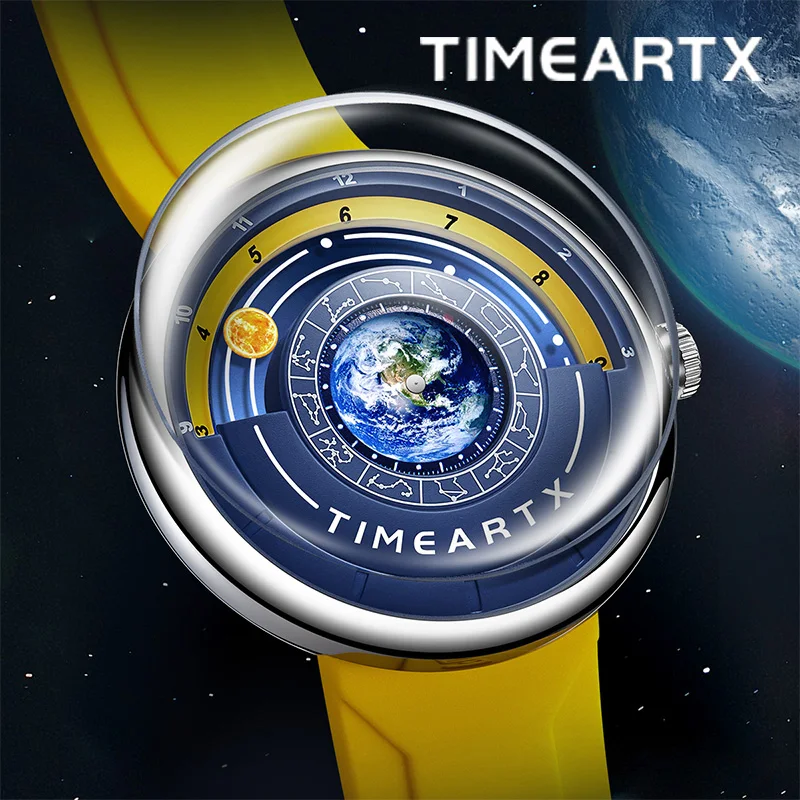 Timeartx 5700 حار بيع الأزياء الأرض ووتش للرجال الرياضة سيليكون حزام خاص الهاتفي القمر كوارتز ساعة اليد الرجال الساعات