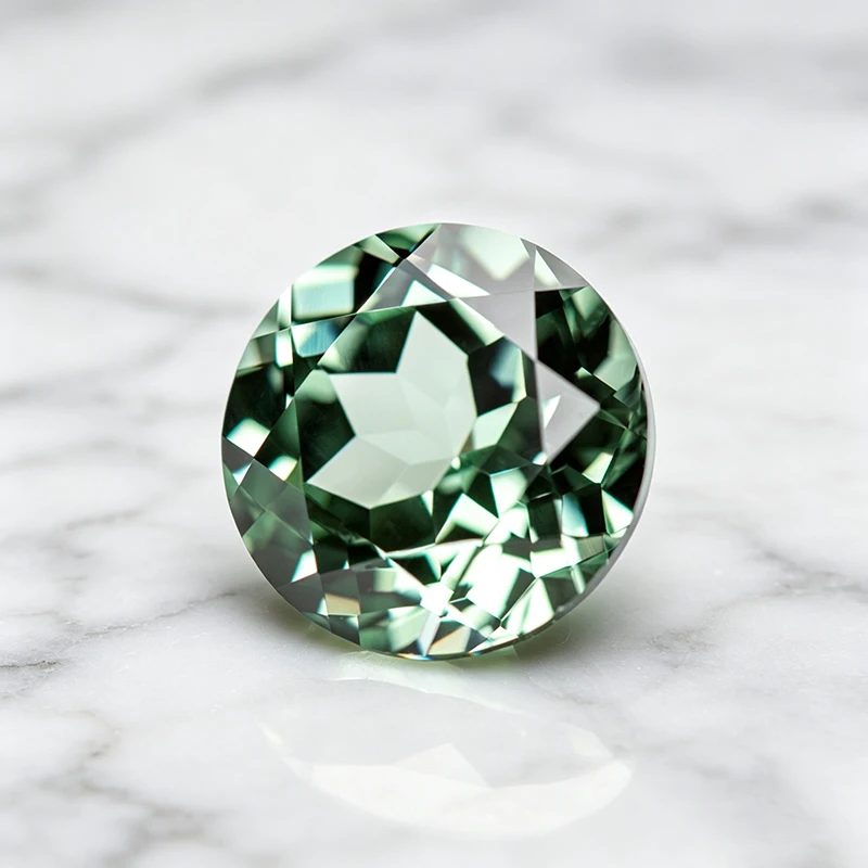 Hochwertiger Labor-Saphir in runder Form, grüner Edelstein für DIY-Schmuck, Ringe, Ohrringe, mit wählbarem Zertifikat – Detail 3
