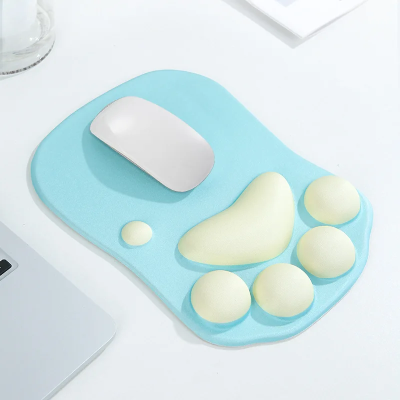 3D Cute Cat Paw Mouse Pad Soft Silicone Memory Foam Wrist Rest Cushions Kawaii Mousepad Laptop Computer Desk Mat Office Supplies