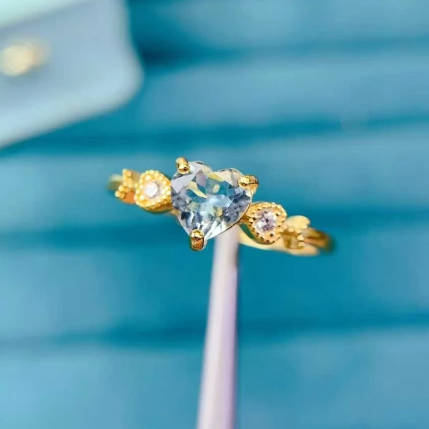 

Светло-голубое кольцо с натуральным топазом и сертификатом, 6 мм, 0,6 карата, ювелирное изделие из натурального топаза, серебряное кольцо 925 пробы с драгоценным камнем в форме сердца для повседневного ношения