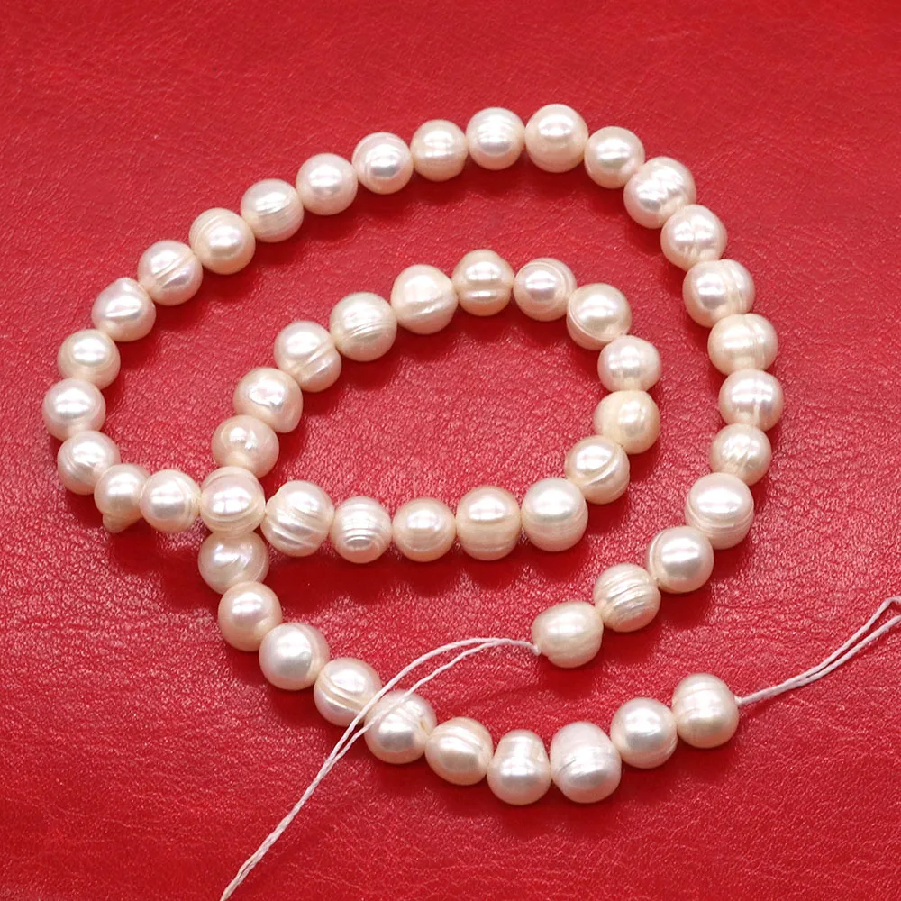 Natural White Freshwater Pearl Bead Irregular Round Pearl Punch Loose Beads for DIY Bracelet Necklace Jewelry Making Accessories
