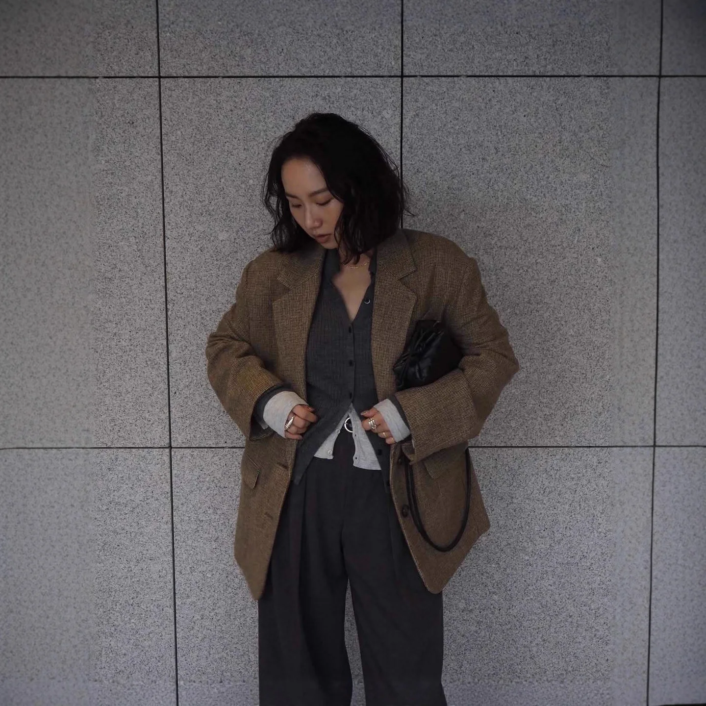 

Gagarich Autumn Winter New Japanese Retro Fashion Plaid Lapel Suit Jacket Three-dimensional Silhouette Slimming Blazers Women