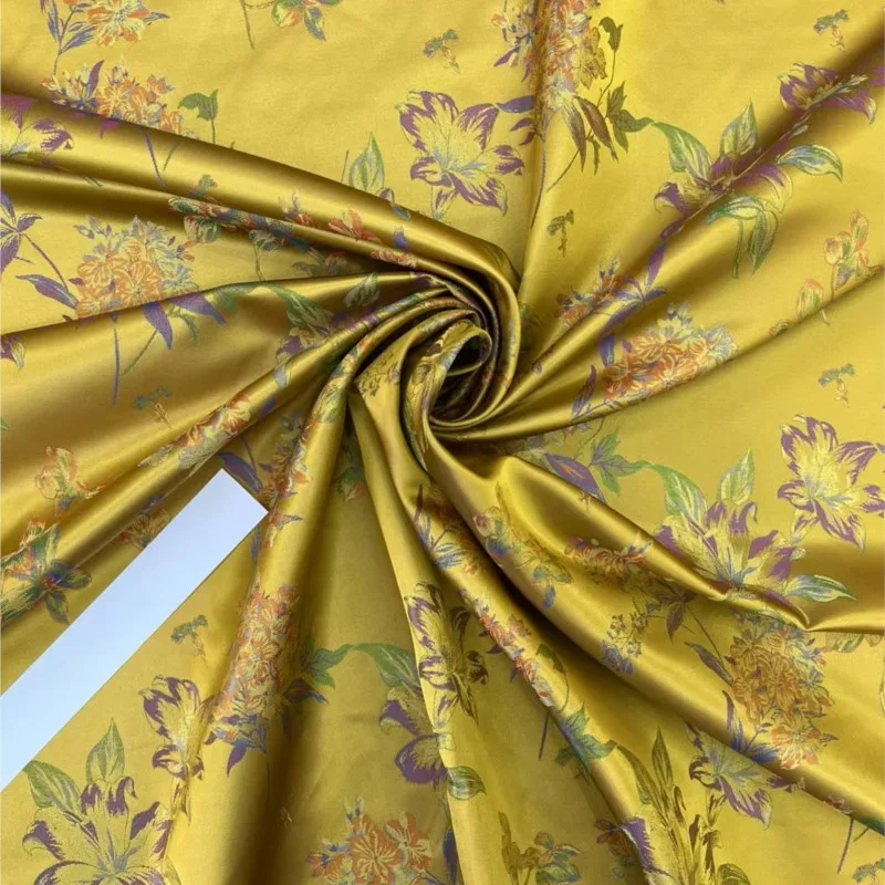 33 M Song 100% Silk 140 Width Suit Hanfu Cheongsam Ancient Costume Golden Fabric