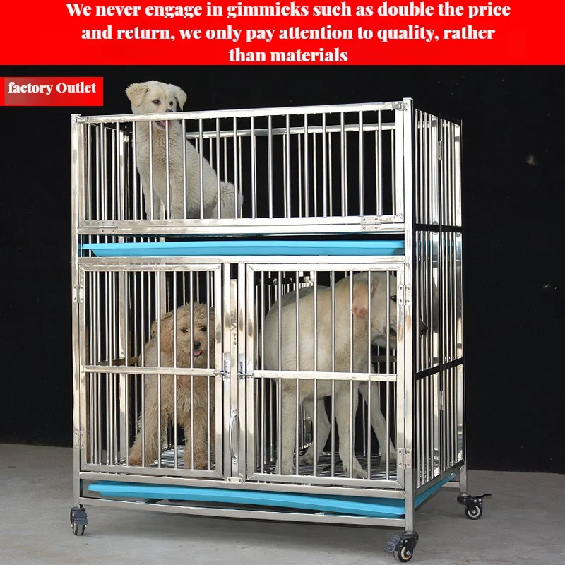 Dog Kennels Cages Collapsible Adult Sale Big Dogs Outdoor Strong Stainless Steel Enclosed Metal Wire Folding Crate Cage Pet