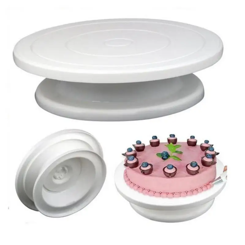 【D】Plastic Cake Decorating Turntable Stable Non Slip Base 360° Smooth Rotation for Home Baking Enthusiasts Pastry Craft