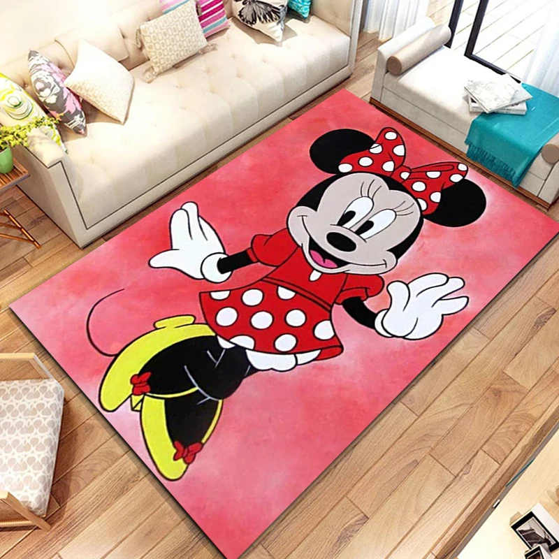 Alfombra de área grande de Disney para el hogar, Felpudo de Mickey y Minnie para sala de estar, dormitorio de niños, sofá, decoración