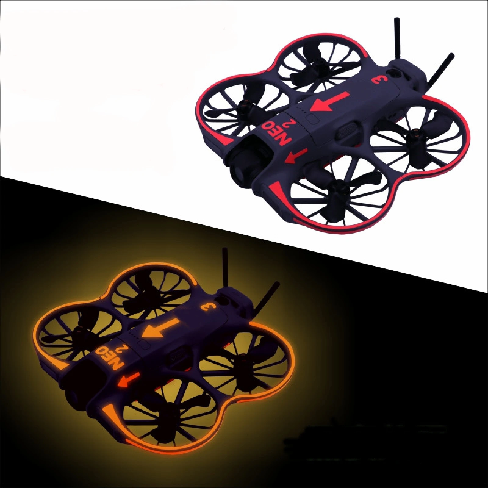 طبقة رقيقة واقية للجسم لـ DJI NEO 2 ملصقات مضيئة ملونة متوهجة في الظلام ملصق مضاد للخدش ملحقات طيران ليلية بدون طيار