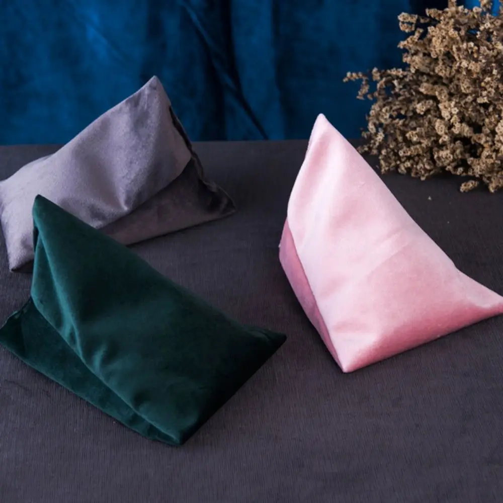 Velvet Pillows Mobile Phone Holder Skin Friendly DIY Crafts Triangle Phone Stand Cushion Multi-functional Soft Fabric Phone Rack