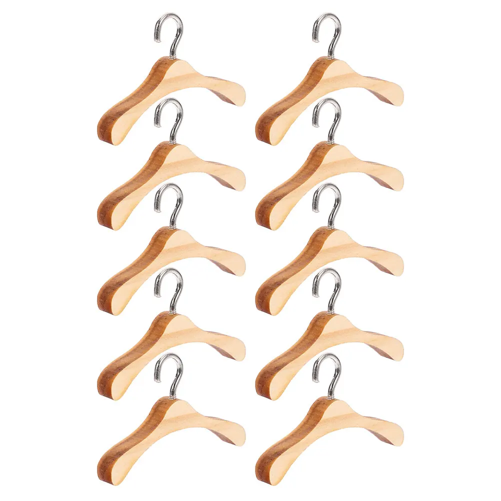 20 szt. Wieszak Mini Rękodzieło Ubrania Lite Drewno Gładkie Kompaktowe Idealny Rozmiar Domek dla Lalek Ozdoba Przechowywanie Zabawka Meble