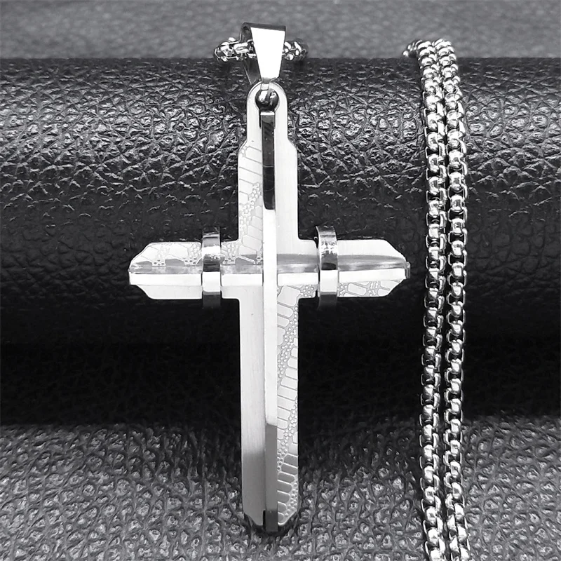 Religiöse Jesus-Kreuz-Halskette aus Edelstahl in Goldfarbe, christlicher Anhänger für Männer, Schmuck, Corrente Masculina N2341S02