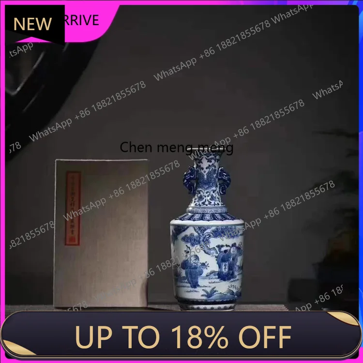 

C88 Handmade blue and white antique vase, twisted lotus flower Jingdezhen ceramic small vase
