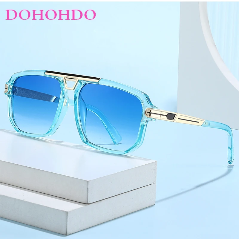 

Luxury Fashion Designer Eyewear Trendy Double Bridge Big Square Frame Sunglasses Women Men Outdoor Fishing Driving Shades UV400