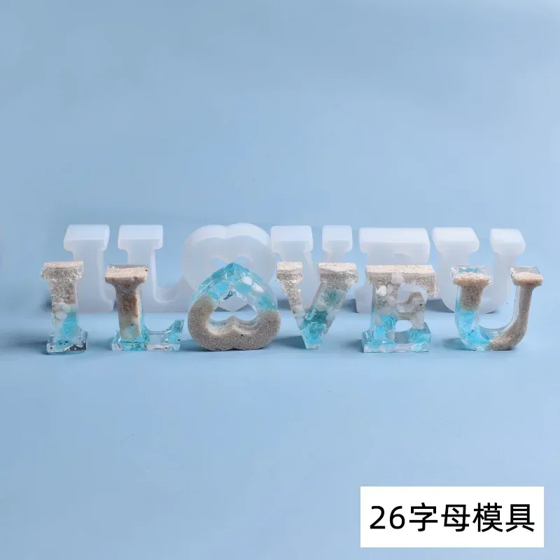 Epoxy Resin Mold 26 English Alphabet Letter Number Keychain Pendant Casting Silicone Mould DIY Crafts Jewelry Making Tools