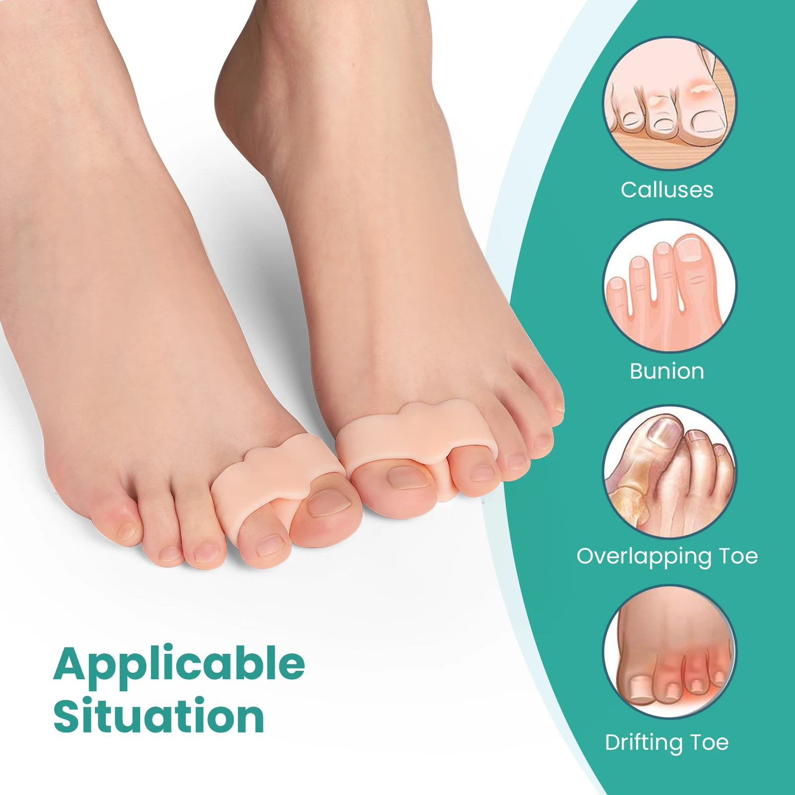 2/4/6Pcs Silicone Gel Toe Spreader Separator Bunion Hallux Valgus Corrector Thumb Finger Correction Straightener Foot Care Tool