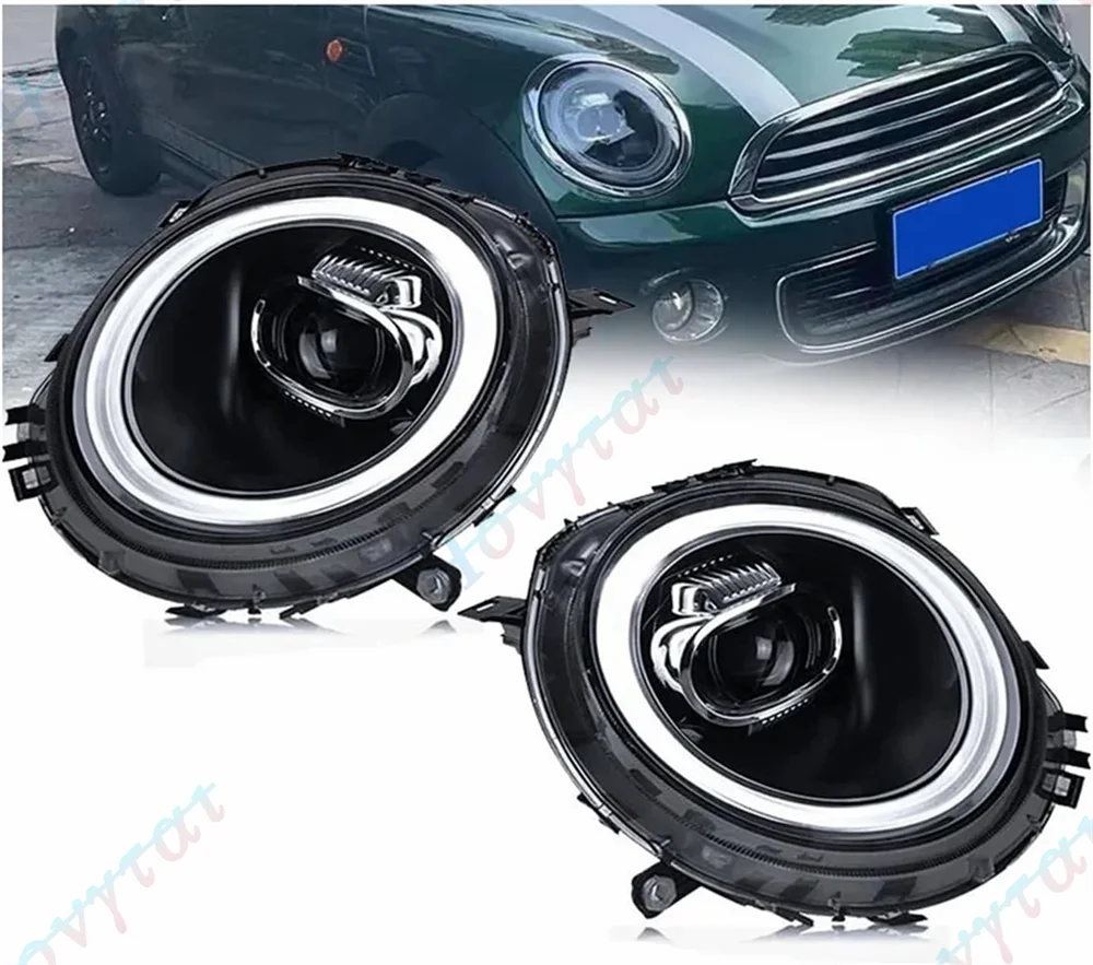 Pair LED Headlights For 2007-2013 2014 Mini Cooper R56 R57 R58 R59 JCW Headlamps Front Lights Turn Signal DRL Head Lamp Assembly